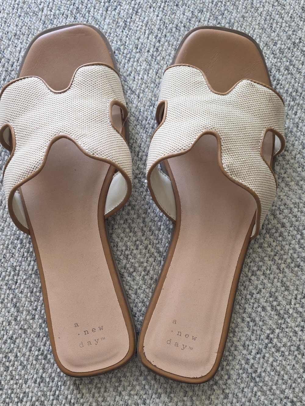 a new day Cream and Tan Wavy Slide Sandals